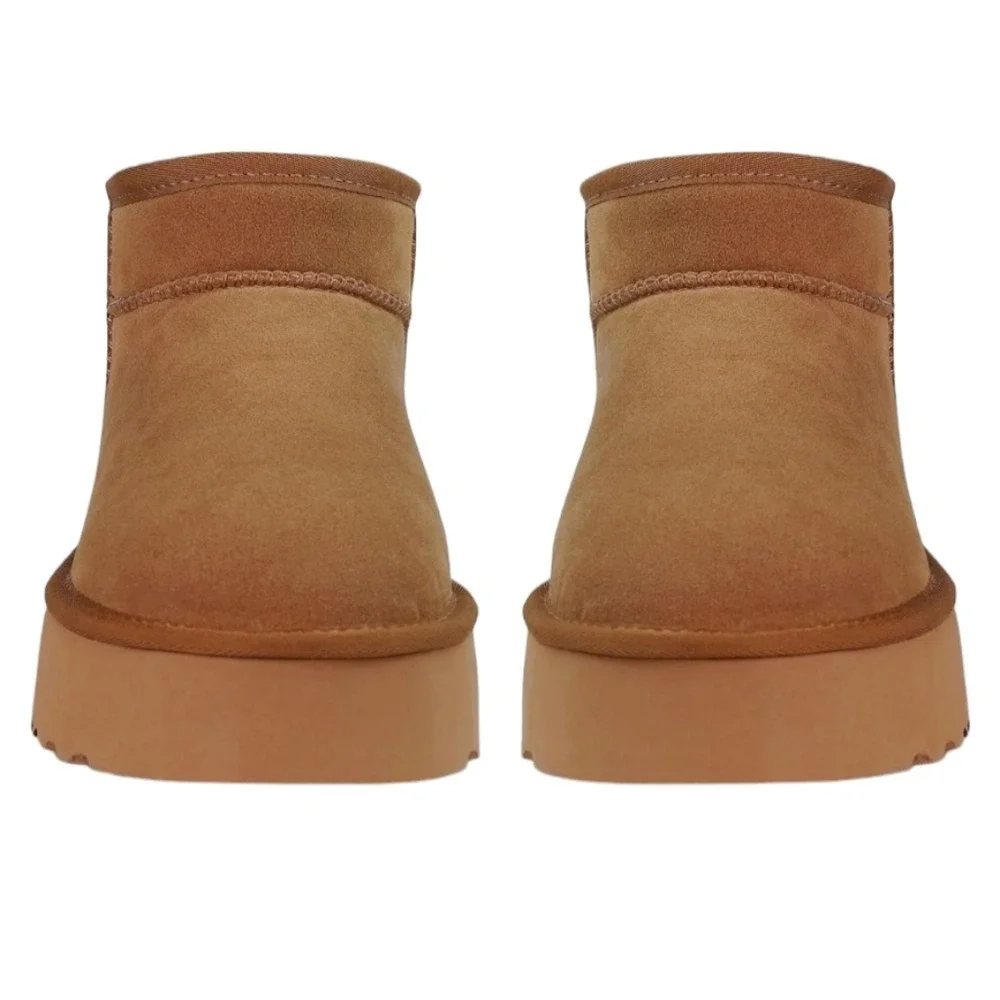 Ultra‎ Mini Snow/Winter Boots Platform Faux Suede Chestnut Slip-On Casual Size 9